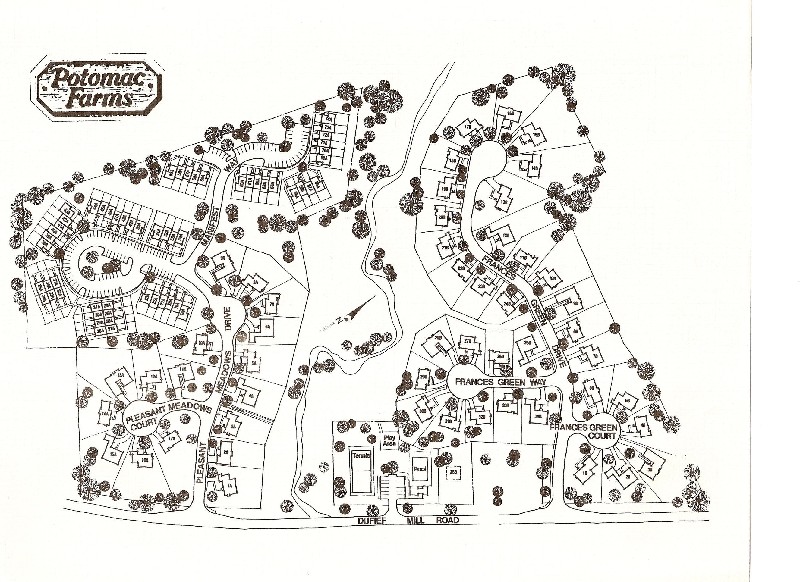Image of the Potomac Farms, Maryland, community site plan.